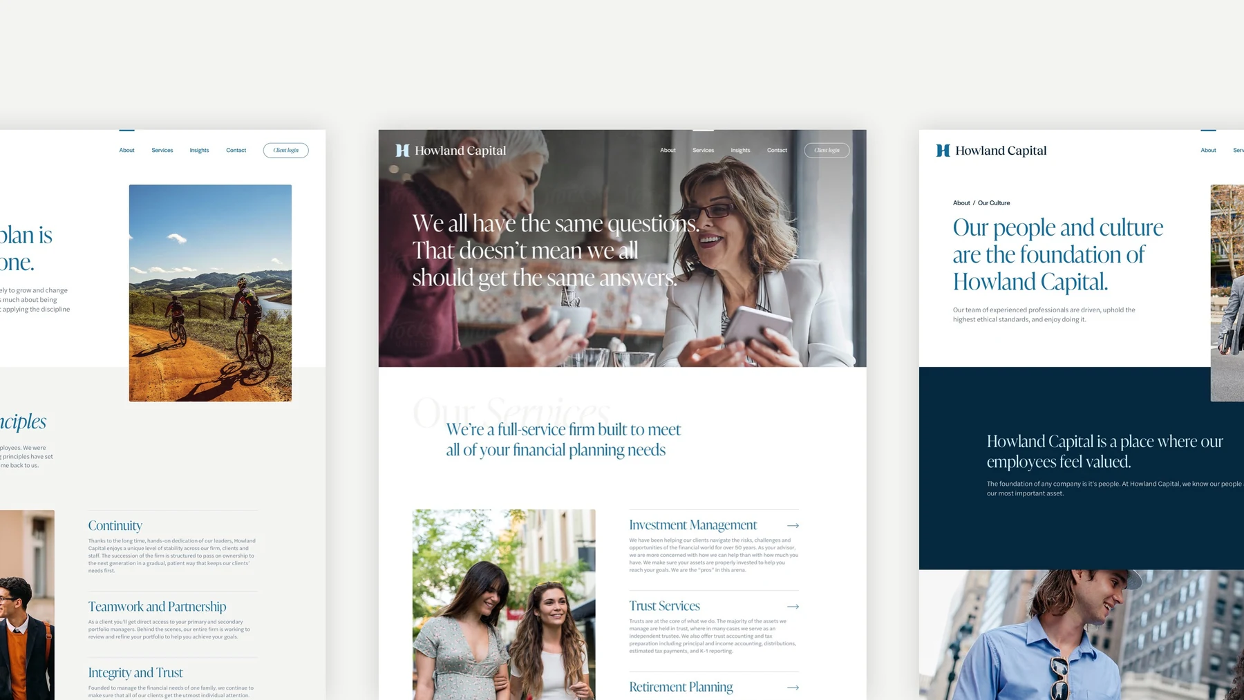 Website page designs