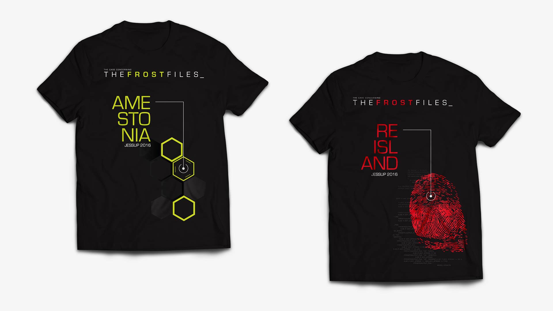 Black 2016 Jessup T-shirts using hive and fingerprint graphics