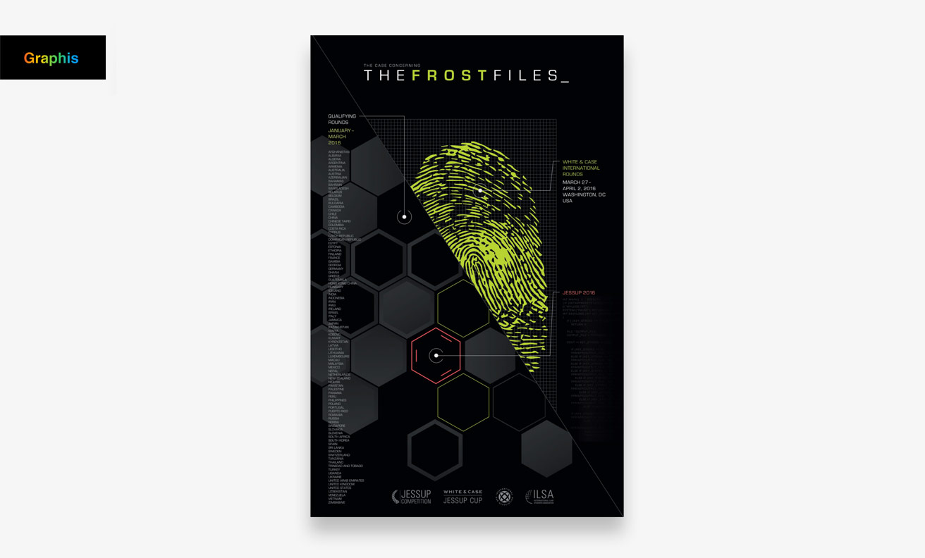 2016 Jessup Frost Files poster with fingerprint, hive, and encryption graphics