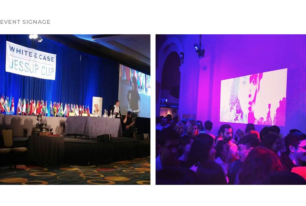 2017 Jessup event signage and projection used during international rounds